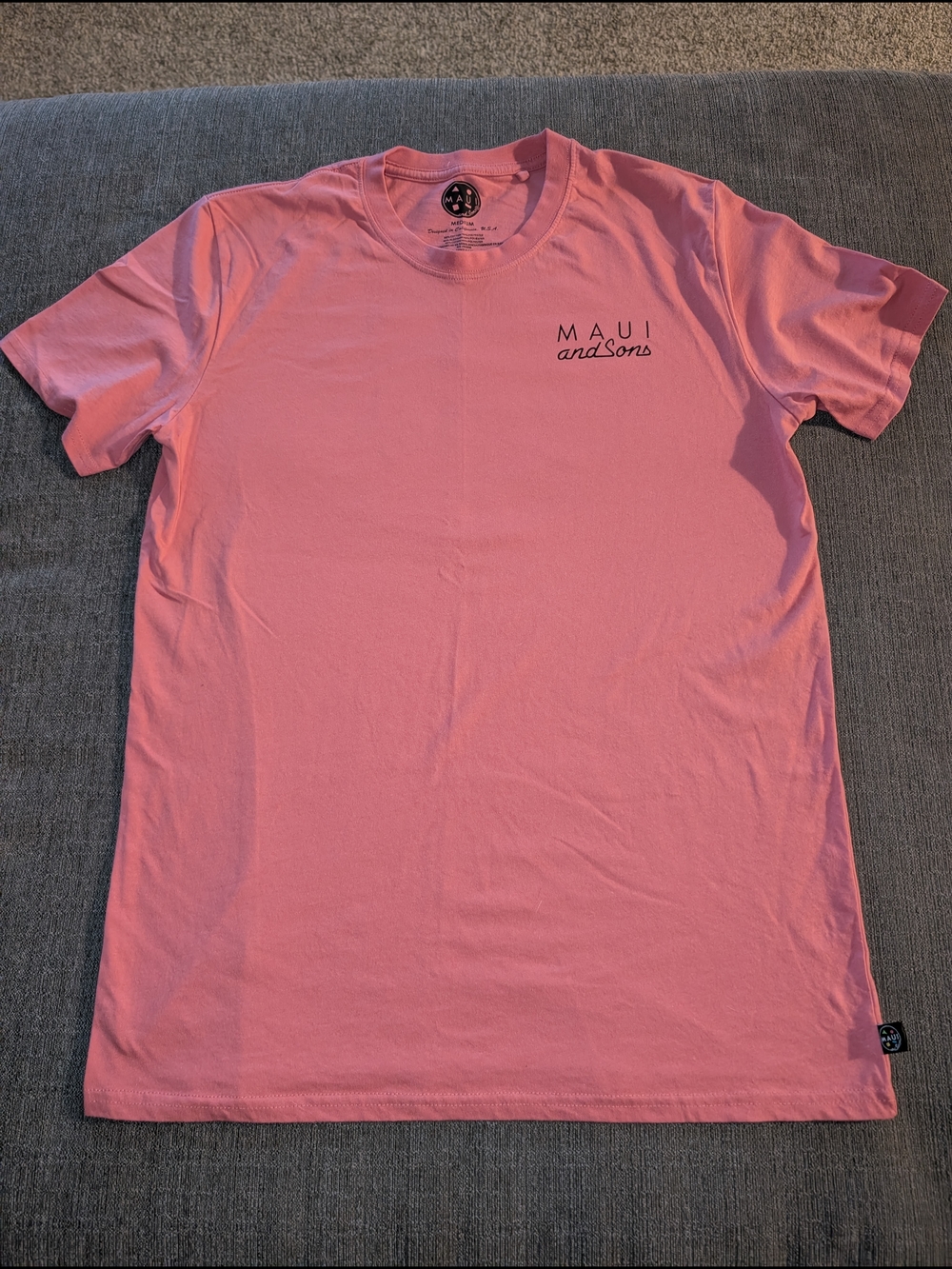 Maui and Sons Pink Crew Neck T-Shirt Big Back Logo